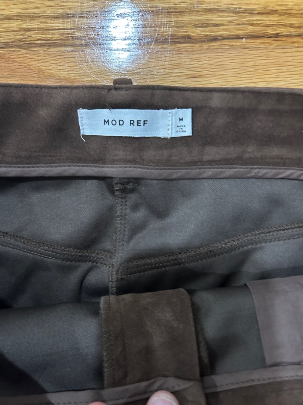 Mod Ref Dark Brown Faux Suede Pencil Skirt with Front Vent - Picture 2 of 5